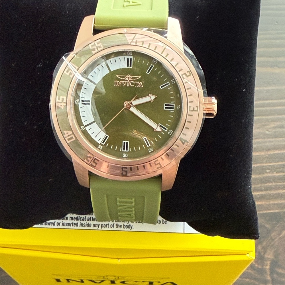 Invicta Olive Green and Rose Gold Timepiece